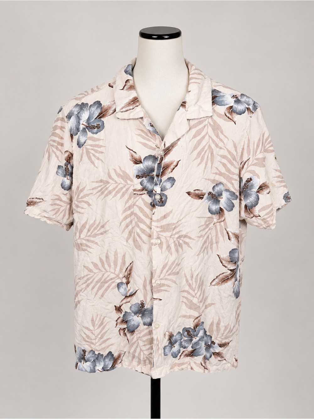 Denim & Flower Ricky Singh Men’s Large Tropical Floral Hawaiian Button-Up Shirt